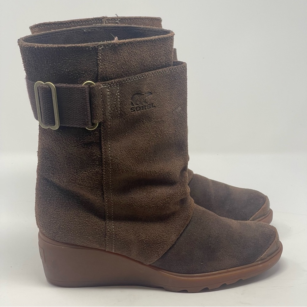 Sorel Toronto Boots Womens 8 Brown Suede Mid Calf Wedge Heel NL2117-248